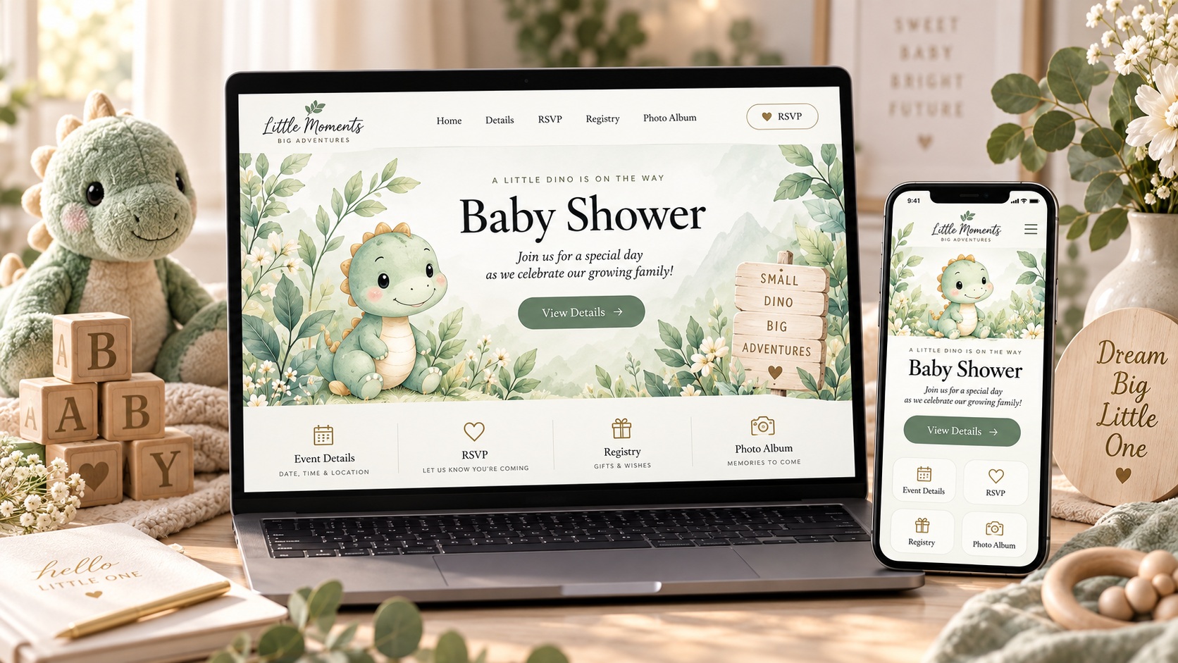 Baby Shower event website lifestyle mockup
