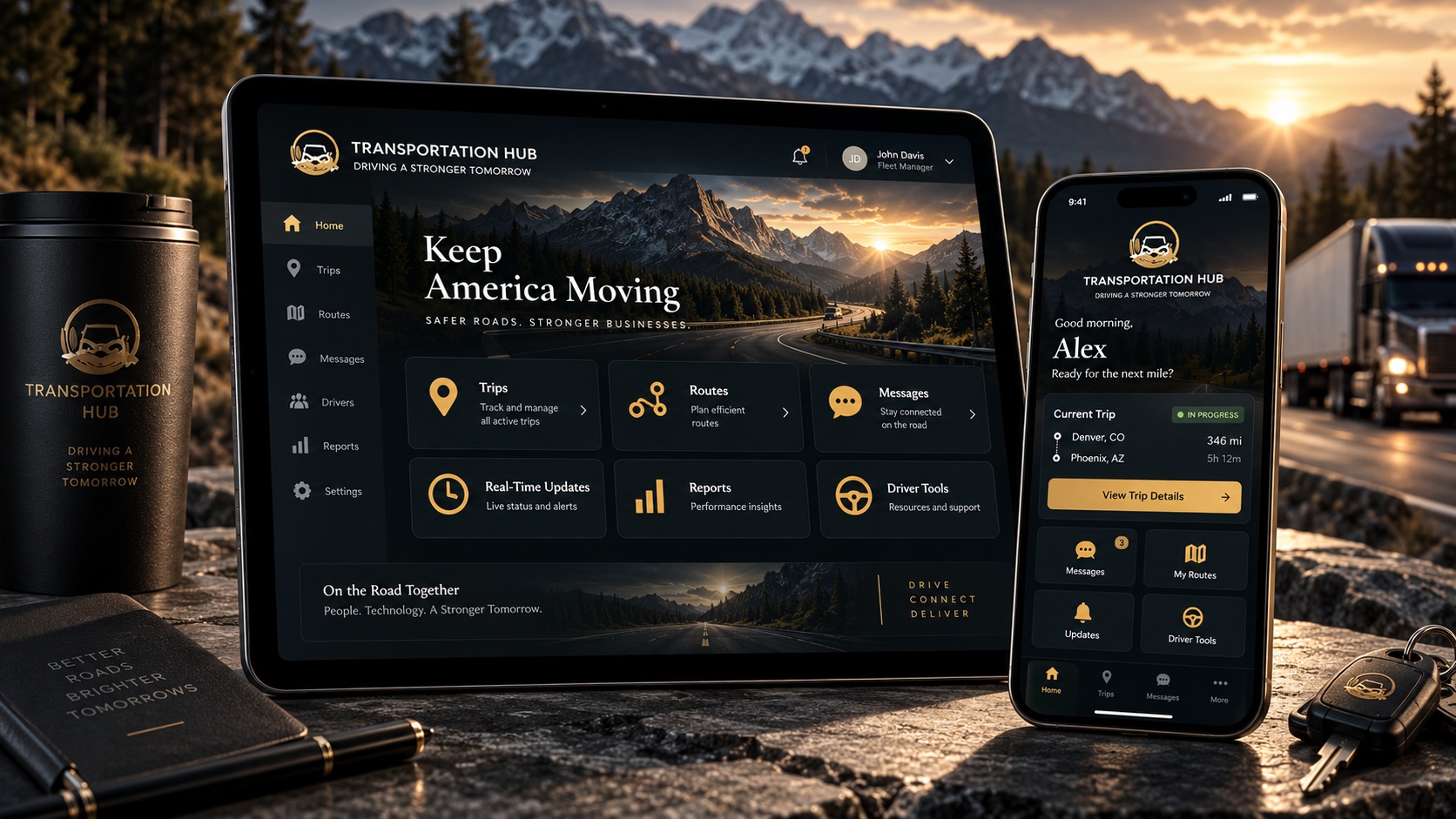 Transportation Hub custom app lifestyle mockup