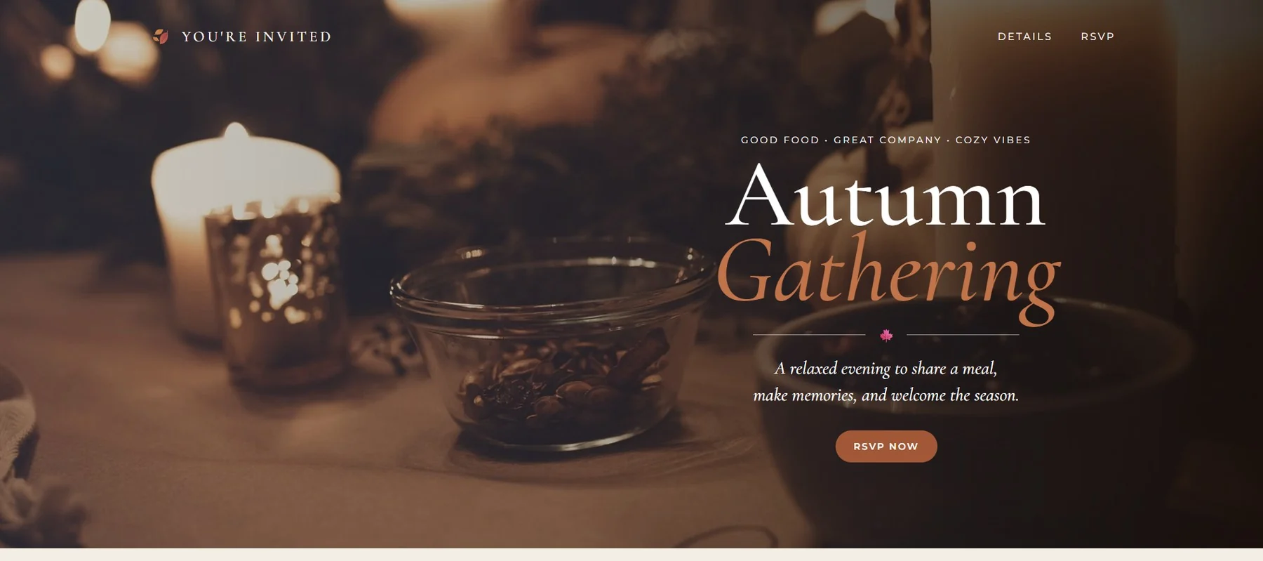 Autumn Gathering digital invitation demonstration